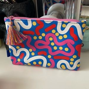 3/$15 Ipsy Bag Blue Pink White Red Yellow Design with Tassel September 2023